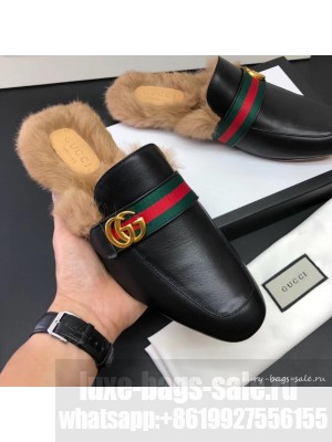 gucci men's Princetown leather slipper with double g 469950