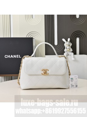 Chanel Medium FLAP BAG WITH TOP HANDLE AS5447 WHITE