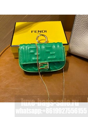 Fendi FF Leather Nano Baguette Charm Green 2021 Collection