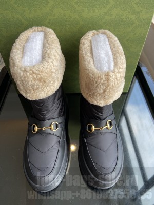 Gucci Shearling and Nylon Snow Boots black