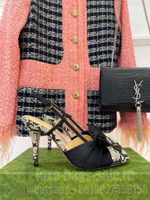 Gucci 8.5cm Python Heel Sandals Black
