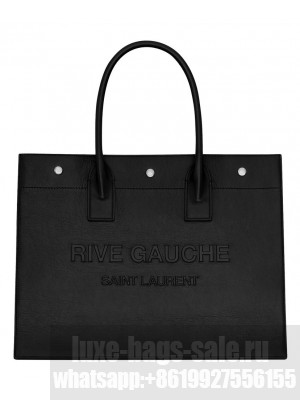 Saint Laurent Rive Gauche Small Tote Bag In Smooth Leather Black