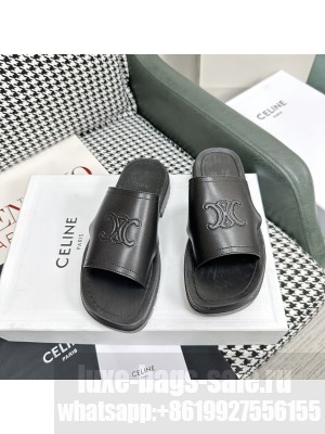 CELINE CLEA TRIOMPHE SLIDE IN CALFSKIN & VEGETAL TANNING BLACK