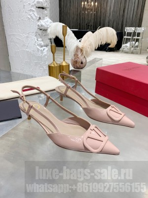 VALENTINO VLOGO SIGNATURE PATENT LEATHER SLINGBACK PUMP 40MM NUDE 2021 Collection