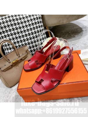 Hermes Elbe 6cm Sandals Burgundy