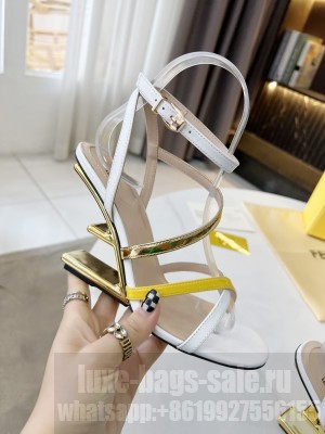 FENDI FIRST 85mm Strap high-heeled sandals 2022 Collection , Gold /Yellow/white