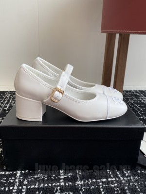 Chanel Cotton & Lambskin Mary Janes 5cm Pumps white 2025