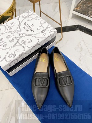VALENTINO VLOGO POINTED LOAFERS LEATHER BLACK 2021
