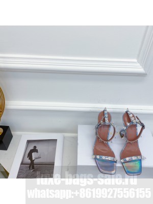 AMINA MUADDI Julia crystal-embellished PVC heel 9.5cm rainbow sandals 2021 Collection