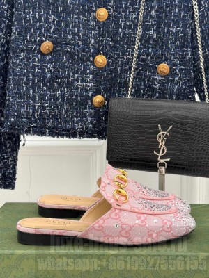 Gucci Women's Princetown slipper Crystal Canvas Pink 2025