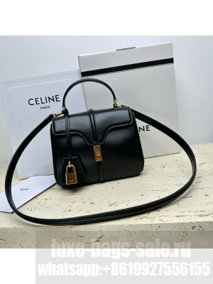 CELINE Small 16 Bag In Satinated Calfskin 197983 Black