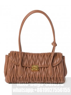 Miumiu Matelasse Nappa Leather Shoulder Bag Coffee