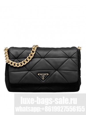Prada System Nappa Leather Patchwork Bag 1BD291 Black