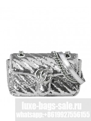 Gucci GG Marmont mini sequin shoulder bag Silver