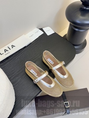 Alaïa BALLET FLATS IN FISHNET GOLD
