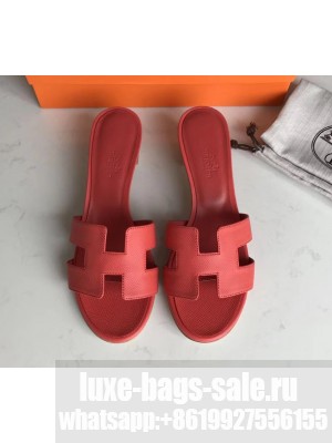 Hermes Heel 5cm Oasis Slipper Sandals in epsom Leather Rose Jaipur