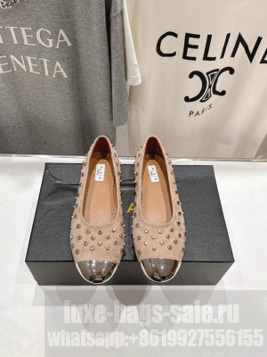 Alaïa SUEDE RIVET BALLET FLATS BEIGE