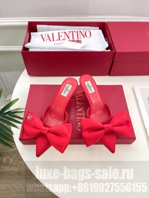 VALENTINO UN CHÂTEAU BOW MULES SATIN 60MM RED