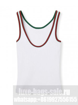 Gucci Women's Cotton Tank Top With Web White
