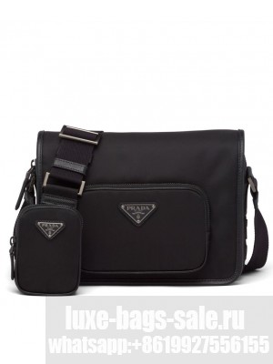 Prada Re-Nylon And Saffiano Leather Shoulder Bag Black