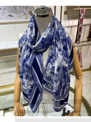 Christian Dior Women s Sauvage Jouy Printed Long Scarf Blue