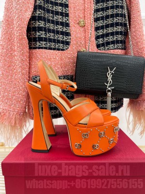 Gucci Women's Interlocking G studs 155mm sandal Orange
