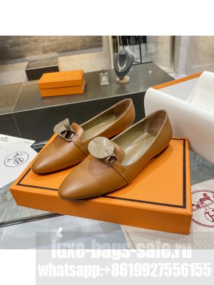 Hermes Bilbao ballet goatskin flat Brown 2021 Collection