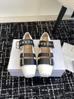 Dior Punk Ballet White Supple Calfskin Adjustable Straps Flat 2025 