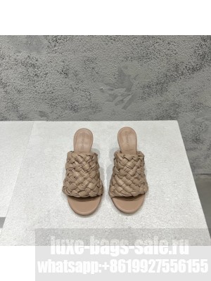 BOTTEGA VENETA Dot Wave 9cm Lambskin Intreccio pleated leather Mules Sandals Beige 2022 Collection