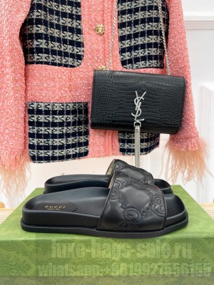 Gucci Women's Lambskin Slide sandal Black