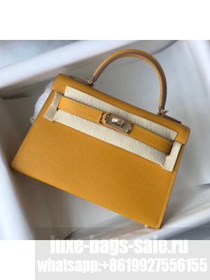 Hermes Mini Kelly II Handbag in Original Epsom Leather Yellow (Gold Hardware) Collection