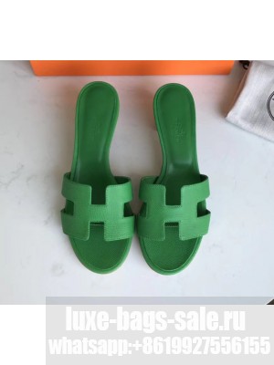 Hermes Heel 5cm Oasis Slipper Sandals in epsom Leather Vert Bengale