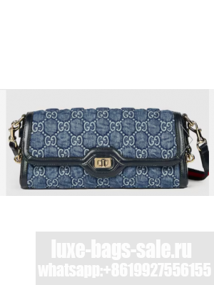 GUCCI LUCE SMALL SHOULDER BAG 786027 Blue GG denim