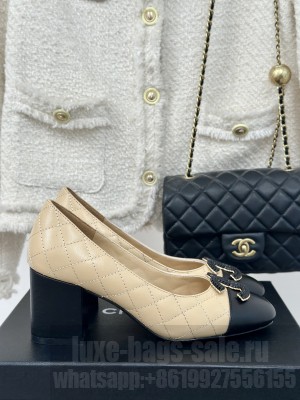 Chanel Women's Quilted Lambskin Leather Pumps Beige