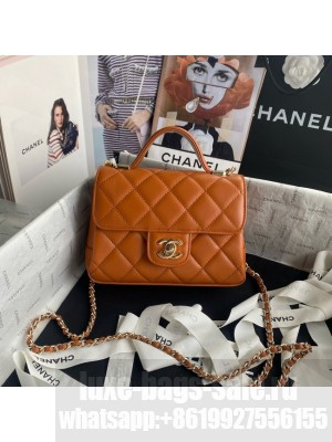 Chanel SMALL FLAP BAG WITH TOP HANDLE AS5111 Camel