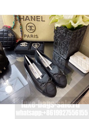 Chanel Ballerina Flats Lambskin Leather Spring/Summer 2021 Collection, Black