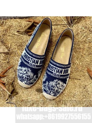 Dior Granville Espadrilles In Deep Blue Toile de Jouy Reverse Embroidered Cotton 2021
