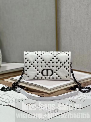 DIOR CARO MACROCANNAGE POUCH Latte Macrocannage Calfskin with Star Motif S5135UNH