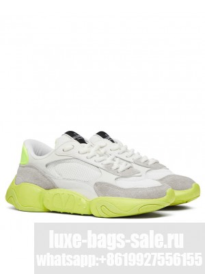 Valentino Unisex Garavani Bubbleback Mesh And Suede Sneaker Yellow