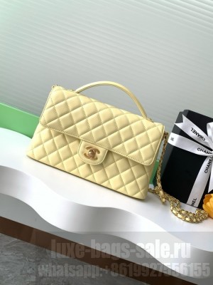 Chanel SMALL FLAP BAG WITH TOP HANDLE AS5356 LIGHT YELLOW