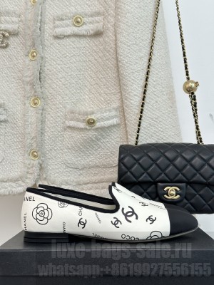 Chanel CC Printed Lambskin loafers White 2023