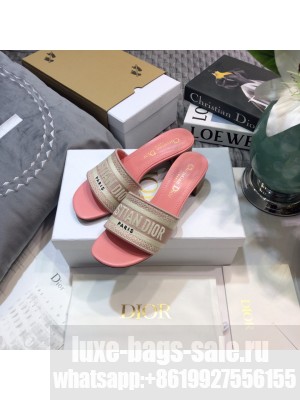 Dior Dway Heeled Slide Sandals 4cm in Cotton Embroidered 2023 Collection 03