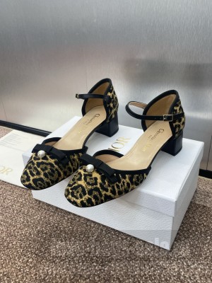 Dior Brown Leopard Cannage Tweedand Mary Janes Pumps 2025