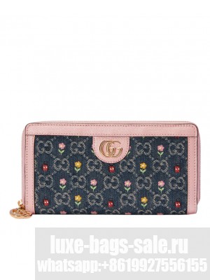 Gucci Ophidia Zip Around Wallet Blue