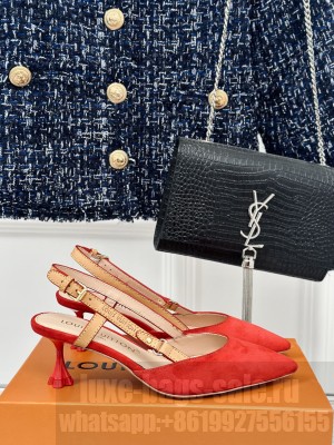 Louis Vuitton Blossom Suede Slingback Pump Red