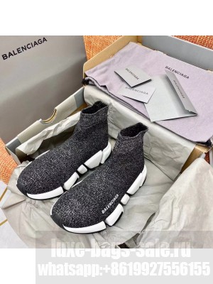 Balenciaga Speed 2.0 Knit Sock Sneakers Spring/Summer 2021 Collection, Metallic Black/White