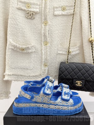 Chanel Velcro Beach Sandals Blue 2025