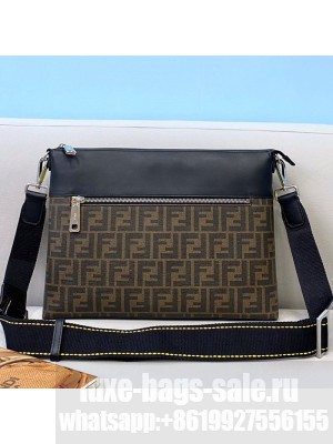 Fendi Men's Flat Messenger Bag Coffee Brown  2021 Collection