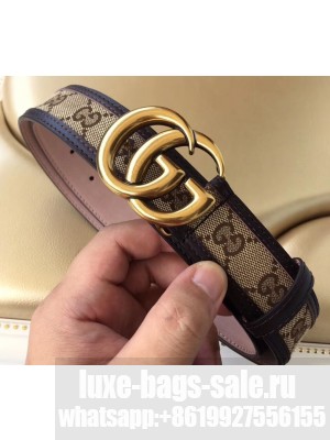 Gucci Width 3.5cm GG Canvas Belt with Double G Buckle Coffee