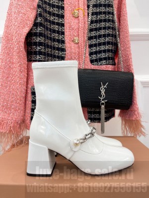 Miu Miu 75mm Stretch technical naplak booties white